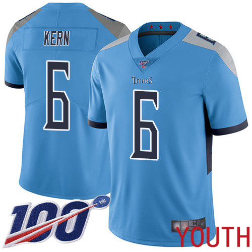 Tennessee Titans Limited Light Blue Youth Brett Kern Alternate Jersey NFL Football 6 100th Season Vapor Untouchable